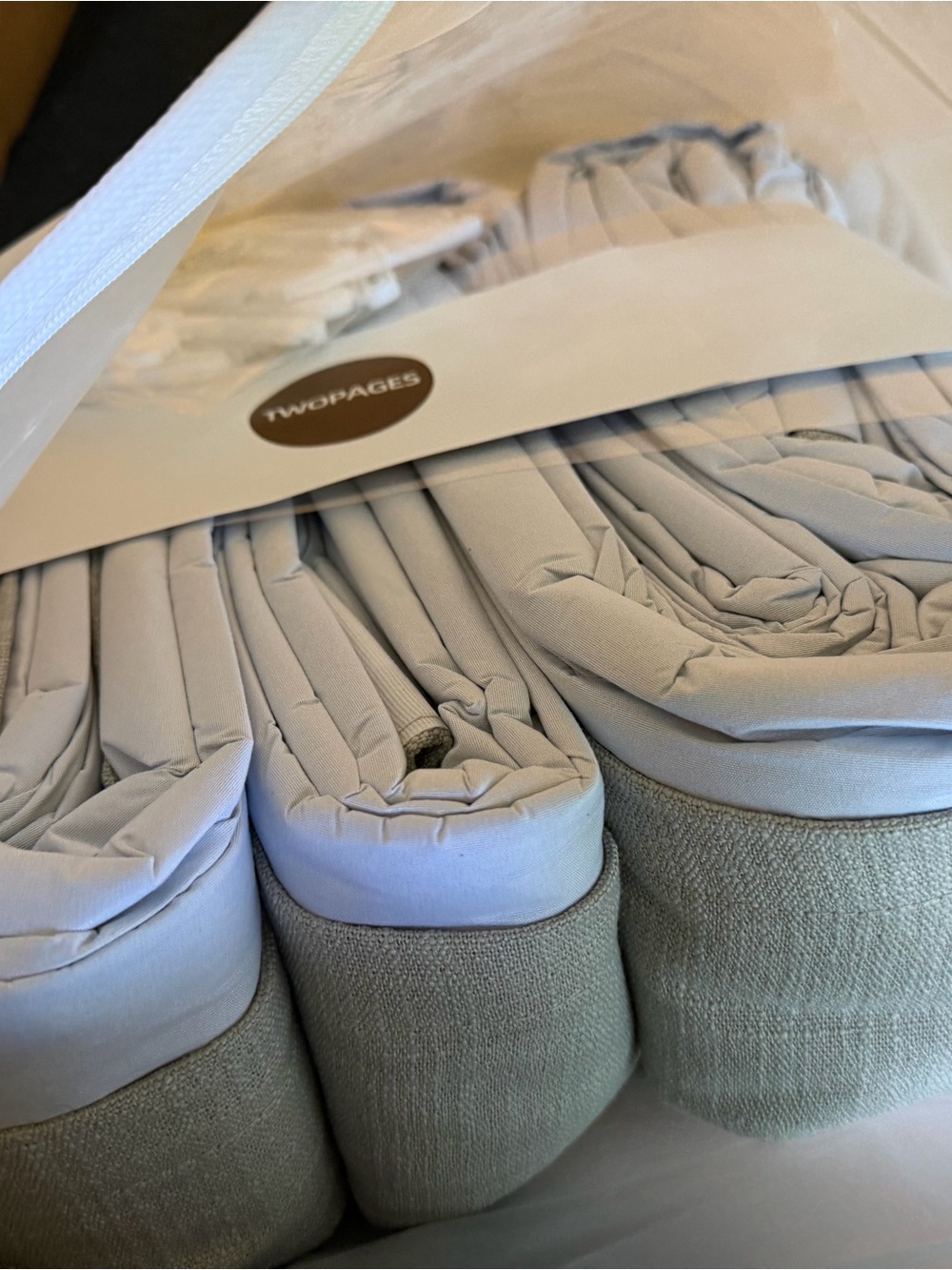 TwoPages Roll-Up Mattress Topper in Light Gray and Beige